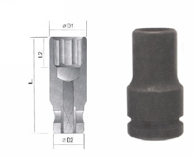 1/4"外六方加长型强力套筒